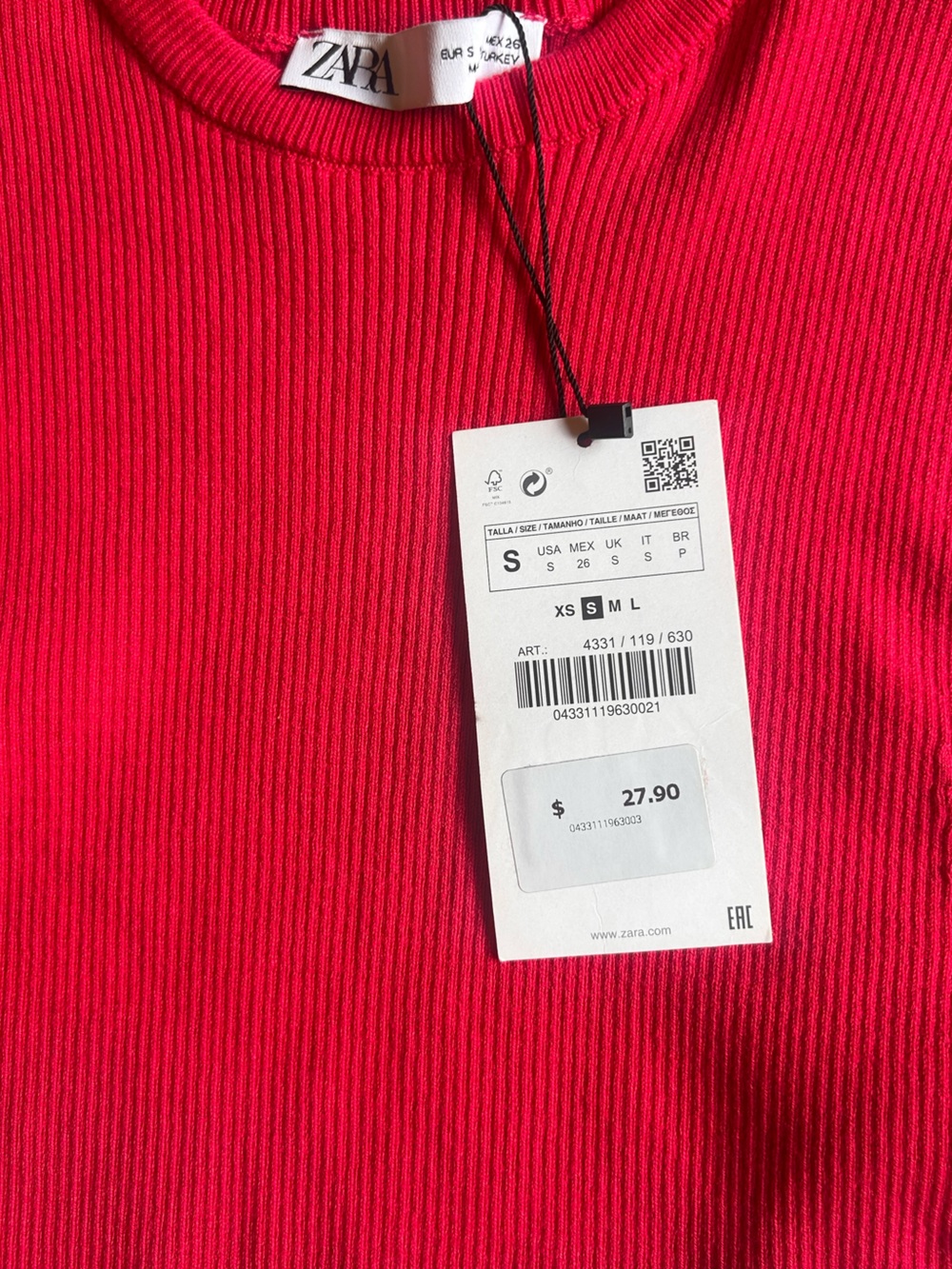Zara Girls Bright Pink Ribbed Tie-Side Cropped Tank - Picture 3 of 6